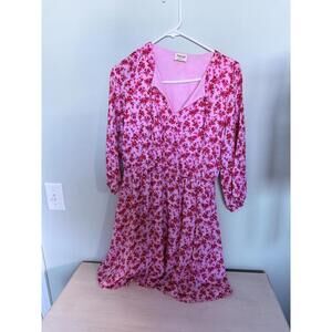 Pink Floral Long Sleeve Dress